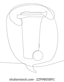 One continuous line of speech bubble with Garbage Bin. Thin Line Illustration vector concept. Contour Drawing Creative ideas.