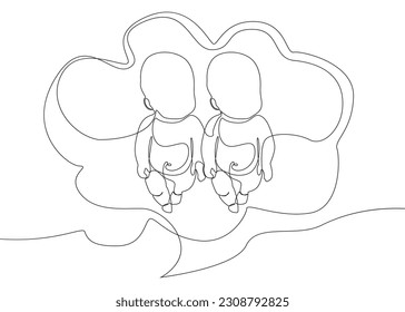 One continuous line of speech bubble with baby. Thin Line Illustration vector concept. Contour Drawing Creative ideas.