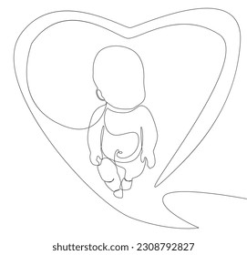 One continuous line of speech bubble with baby. Thin Line Illustration vector concept. Contour Drawing Creative ideas.