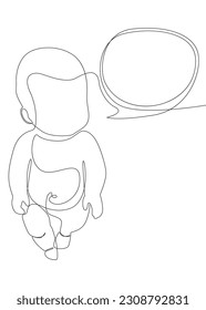 One continuous line of speech bubble with baby. Thin Line Illustration vector concept. Contour Drawing Creative ideas.