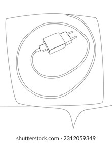 One continuous line of speech bubble with Smart phone charger. Thin Line Illustration vector concept. Contour Drawing Creative ideas.