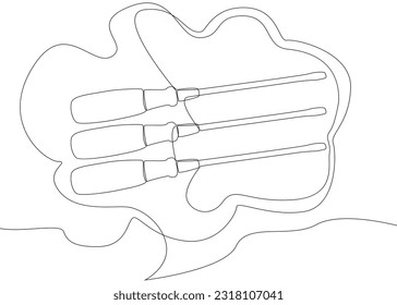 One continuous line of speech bubble with Screwdriver. Thin Line Illustration vector concept. Contour Drawing Creative ideas.