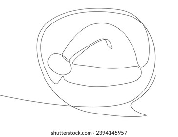 One continuous line of speech bubble with Santa Claus Hat. Thin Line holiday Illustration vector concept. Contour Drawing Creative ideas.