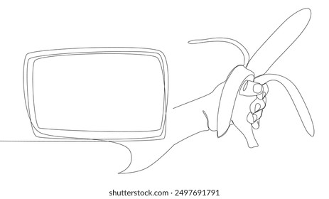 One continuous line of speech bubble with Banana. Thin Line Illustration vector concept. Contour Drawing Creative ideas.