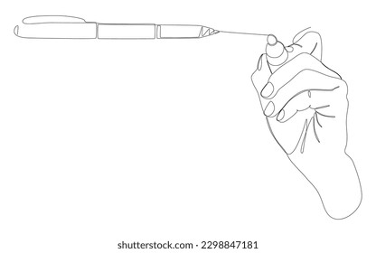 One continuous line of stationery drawn with felt tip pen. Thin Line Illustration vector concept. Contour Drawing Creative ideas.