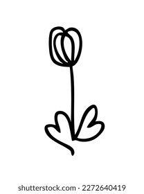 One continuous line stylized tulip flower drawing. Perfect for tee, stickers, cards. Isolated vector illustration for decor and design.



