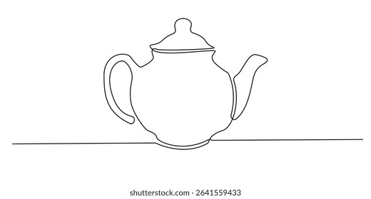 one continuous line teapot.single line chinese teapot.vector illustration eps 10