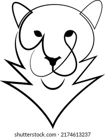 One continuous line tiger head logo. Vector illustration.