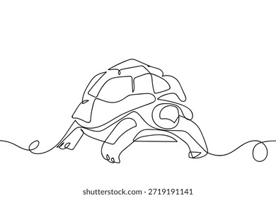 Una línea continua, una tortuga. dibujado a mano línea arte Ilustración vectorial