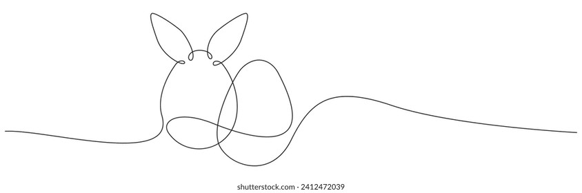 one continuous line of two easter egg with bunny ears. simple outline. isolated on a transparent background.