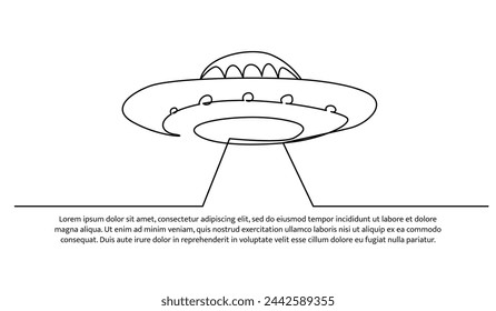 Una línea continua de vector de vehículo OVNI. Ilustración vectorial de estilo minimalista sobre un fondo blanco