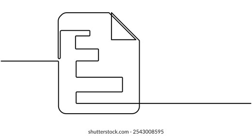 One continuous line vector drawing of a folder. Outline documents background icon. Saving securities vector icon. Vector illustration, A single line drawing of a file or document. Continuous line page