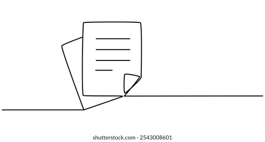 One continuous line vector drawing of a folder. Outline documents background icon. Saving securities vector icon. Vector illustration, A single line drawing of a file or document. Continuous line page