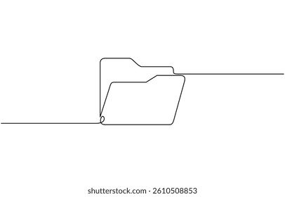 One continuous line vector drawing of a folder. Outline documents background icon, One line drawing illustration of document. Paperwork, Business concept line art. Editable outline.