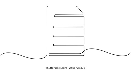 One continuous line vector drawing of a folder. Outline documents background icon. Saving securities vector icon. Vector illustration,  Clipboard with checklist. Continuous line one drawing. Simple. 