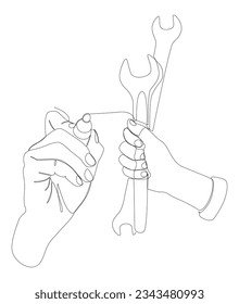 Una línea continua de Llave dibujada con un lápiz, pluma de punta de fieltro. Concepto vectorial de Ilustración de líneas delgadas. Contour Drawing Ideas Creativas.