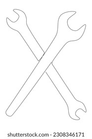 One continuous line of Wrench. Thin Line Illustration vector Work Tool concept. Contour Drawing Creative ideas.