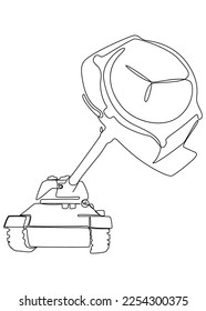 One continuous line of wristwatch and Armored Tank. Thin Line Illustration vector concept. Contour Drawing Creative ideas.