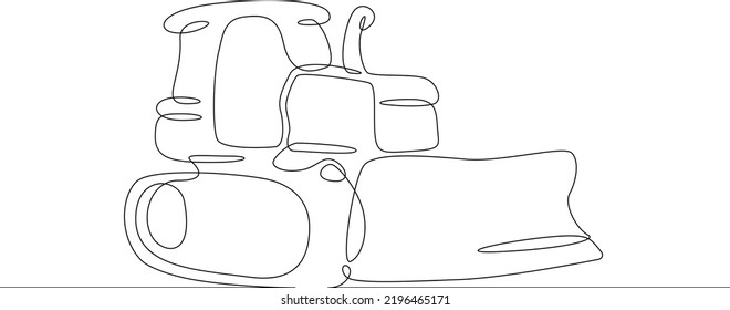 One continuous line.Construction equipment . Special machines. Construction machinery. Forklifts, excavators, tractors, bulldozers, concrete mixers. One continuous line is drawn on a white background.