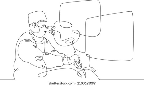 One continuous line.Doctor surgeon performs an operation using a monitor. Laparoscopy surgery.Continuous line drawing abstract logo.Lineart isolated white background.