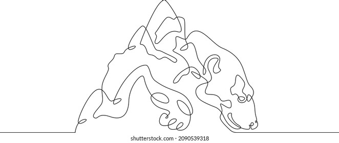One continuous line.Ecology symbol.Save the Arctic. Polar Bear in the Sea . Iceberg and Global Warming Environmental Catastrophe One continuous drawing line logo isolated minimal illustration.