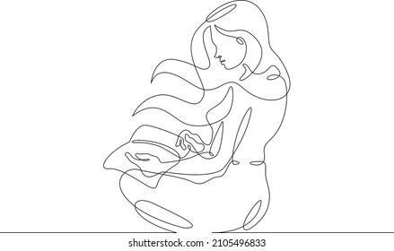 One continuous line.Woman reads a book. A student reads a textbook. Library and Education.Continuous line drawing.Lineart isolated white background.