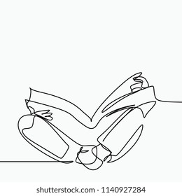 One continuous minimalist drawing with an abstract conceptual reading a book.