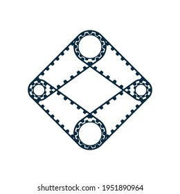 One continuous of moving gears wheels. Round wheel metal symbol teamwork concept. vector illustration.