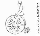 One continuous single drawing line art doodle bicycle, cycle, man, ride, bike. Isolated flat illustration hand draw contour on a white background
