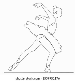 One continuous single drawing line art doodle dance, ballet, ballerina, dancer, beautiful. Isolated image hand draw contour on a white background