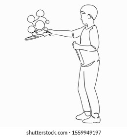 One continuous single drawing line art doodlebubble, boy, kid, child, fun, soapl. Isolated image hand draw contour on a white background
