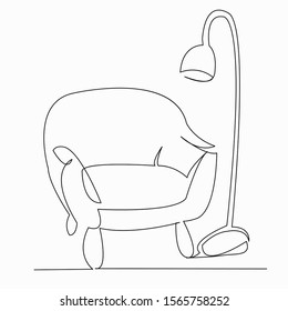 One continuous single drawing line art doodle lamp, furniture, home, room, design. Isolated image hand draw contour on a white background
