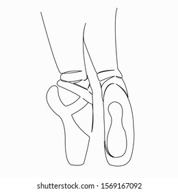 One continuous single drawing line art doodle ballet, leg, dance, shoe, ballerina, art, theater. Isolated image hand draw contour on a white background
