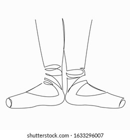 One continuous single drawing line art doodle ballet, dancer, shoe, dance, elegance. Isolated image hand draw contour on a white background
