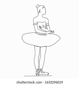One continuous single drawing line art doodle ballet, dancer, art, ballerina, beautiful. Isolated image hand draw contour on a white background

