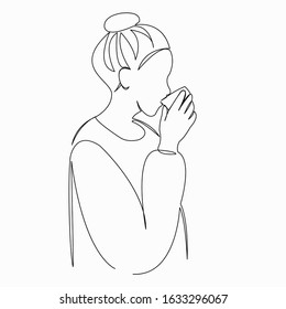 One continuous single drawing line art flat doodle concept, cup, coffee, tea, drink. Isolated image hand draw contour on a white background
