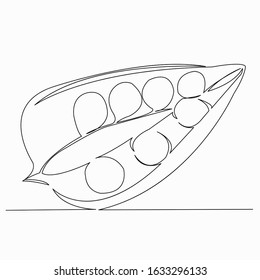 One continuous single drawing line art flat doodle green, pea, food, organic, nature. Isolated image hand draw contour on a white background
