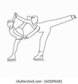 One continuous single drawing line art flat doodle flat, ice, skater, sport, skating, winter. Isolated image hand draw contour on a white background
