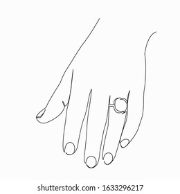 One continuous single drawing line art flat doodlering, engagement, wedding, marriage. Isolated image hand draw contour on a white background
