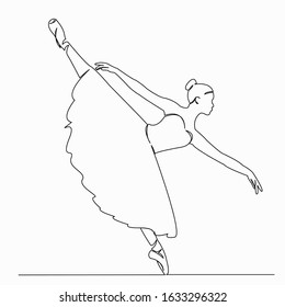 One continuous single drawing line art doodle ballet, dancer, art, ballerina, beautiful. Isolated image hand draw contour on a white background
