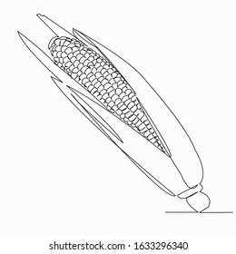 One continuous single drawing line art doodle food, illustration, corn, natural, maize. Isolated image hand draw contour on a white background
