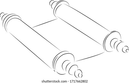 One continuous single drawing line art flat doodle scroll, torah, hebrew, religion, judaism, religious, parchment. Isolated image hand draw contour on a white background
