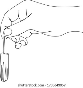 One continuous single drawing line art doodle tampon, menstruation, period, hygiene, menses, cotton, women. Isolated flat illustration hand draw contour on a white background
