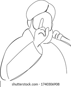One continuous single drawing line art doodle muslim, religion, islam, mosque, prayer. Isolated flat illustration hand draw contour on a white background

