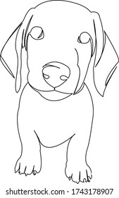 One continuous single drawing line art doodle animal, pet, dog,  doggy. Isolated flat illustration hand draw contour on a white background

