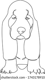 Una línea de dibujo continua de un animal doodle, mascota, perro, perrito perrito perrito perrito perrito perrito, perrito. Contorno de dibujo a mano de ilustración plana aislada en un fondo blanco
