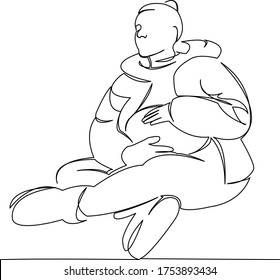 One continuous single drawing line art doodle woman, female, pregnancy, pregnant, beautiful. Isolated flat illustration hand draw contour on a white background
