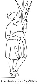 One continuous single drawing line art doodle pregnancy, female, pregnant, mother, home, belly, motherhood. Isolated flat illustration hand draw contour on a white background
