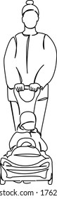 One continuous single drawing line art doodle happy, people, female, child, kid, mother. Isolated flat illustration hand draw contour on a white background
