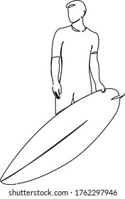 One continuous single drawing line art doodle sport, recreation, active, isolated, surfing, surf. Isolated flat illustration hand draw contour on a white background

